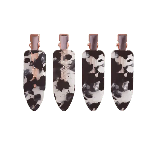 Kitsch Eco-Friendly Creaseless Clips 4pc Set -Black Terrazzo