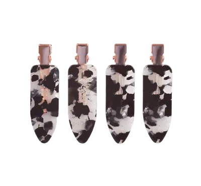 Kitsch Eco-Friendly Creaseless Clips 4pc Set -Black Terrazzo