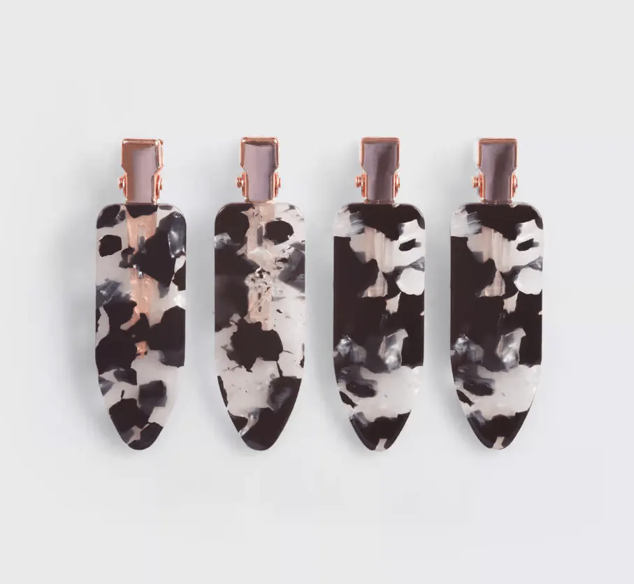 Kitsch Eco-Friendly Creaseless Clips 4pc Set -Black Terrazzo, view 2