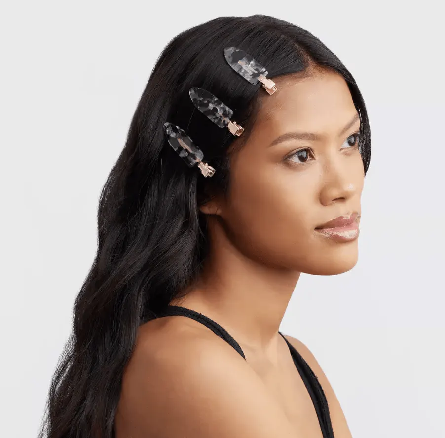 Kitsch Eco-Friendly Creaseless Clips 4pc Set -Black Terrazzo, view 4