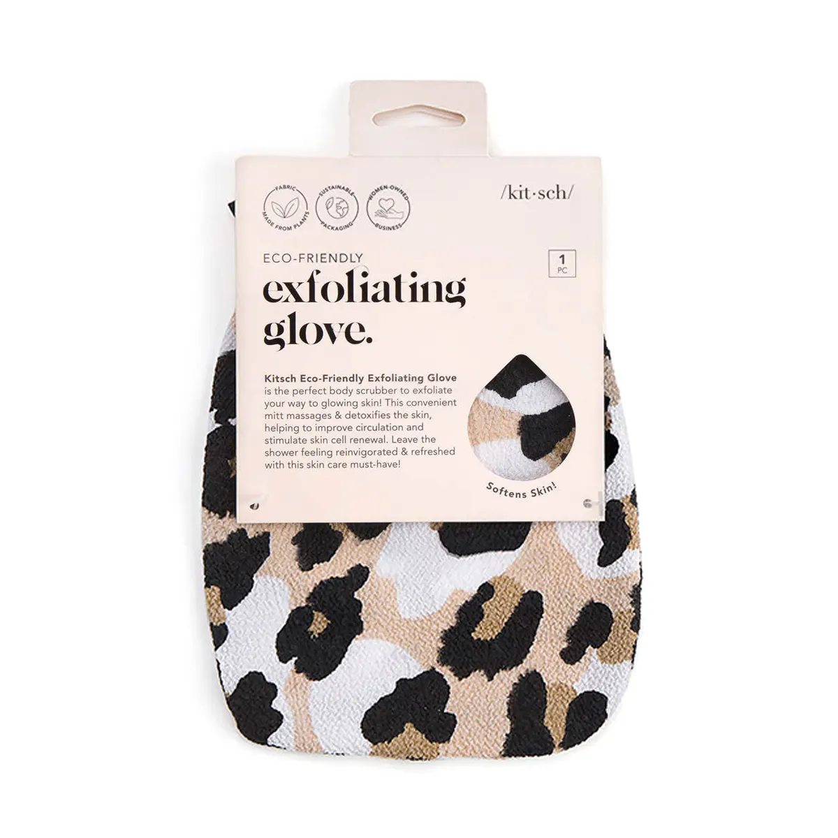 Kitsch Eco-Friendly Exfoliating Glove - Leopard, view 3