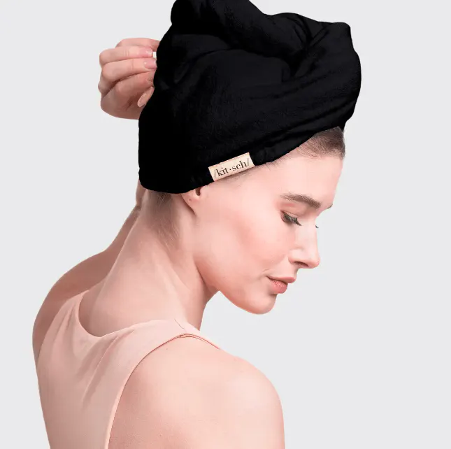 Kitsch Eco-Friendly Hair Towel - Black, view 4
