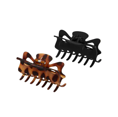 Kitsch Recycled Plastic Large Claw Clip - Black & Tort (2 Pack)
