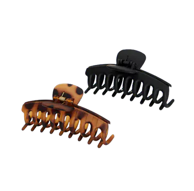 Kitsch Eco-Friendly Oversized Matte Claw Clip - Black & Tort (2 Pack)
