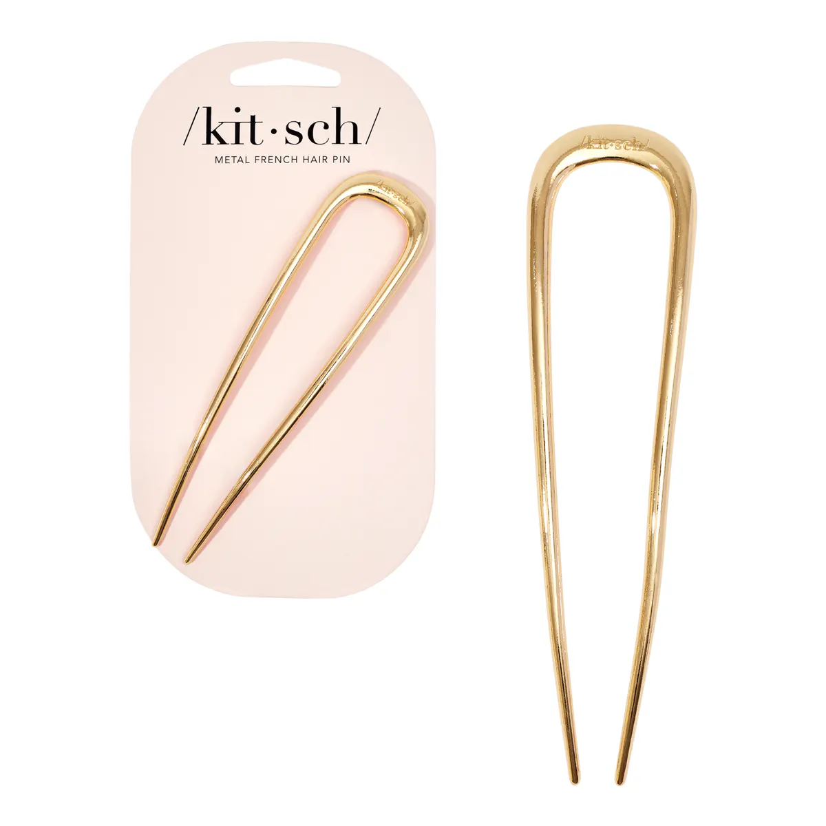 Kitsch Metal French Hair Pin - Gold