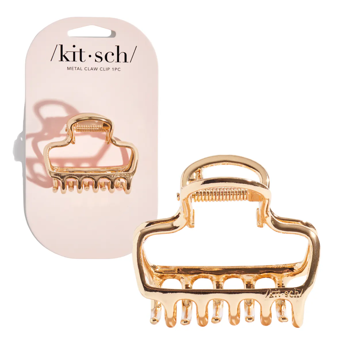 Kitsch Metal Medium Open Shape Puffy Claw Clip - Gold