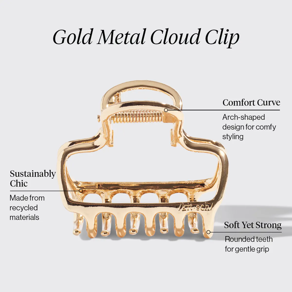 Kitsch Metal Medium Open Shape Puffy Claw Clip - Gold, view 4