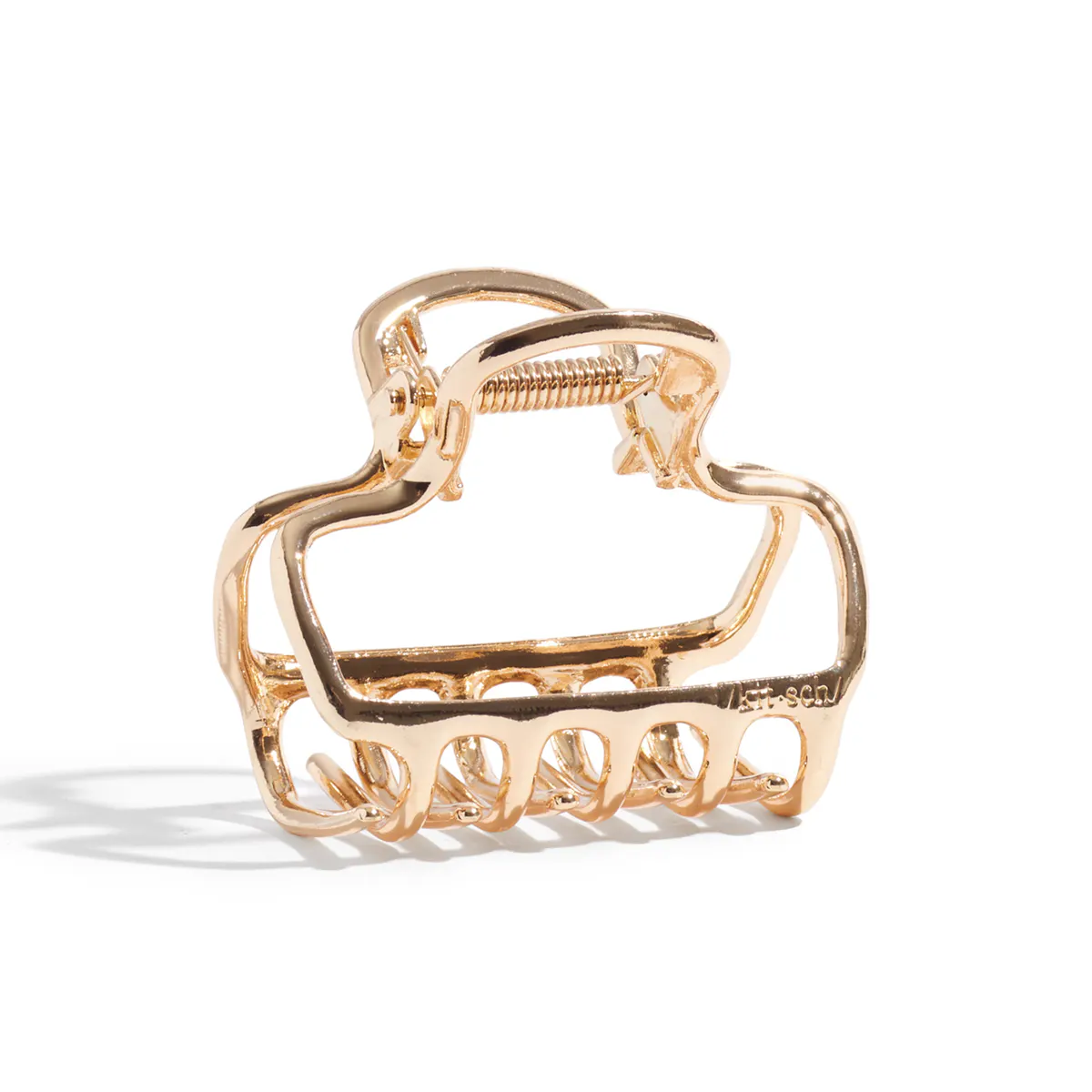 Kitsch Metal Medium Open Shape Puffy Claw Clip - Gold, view 5