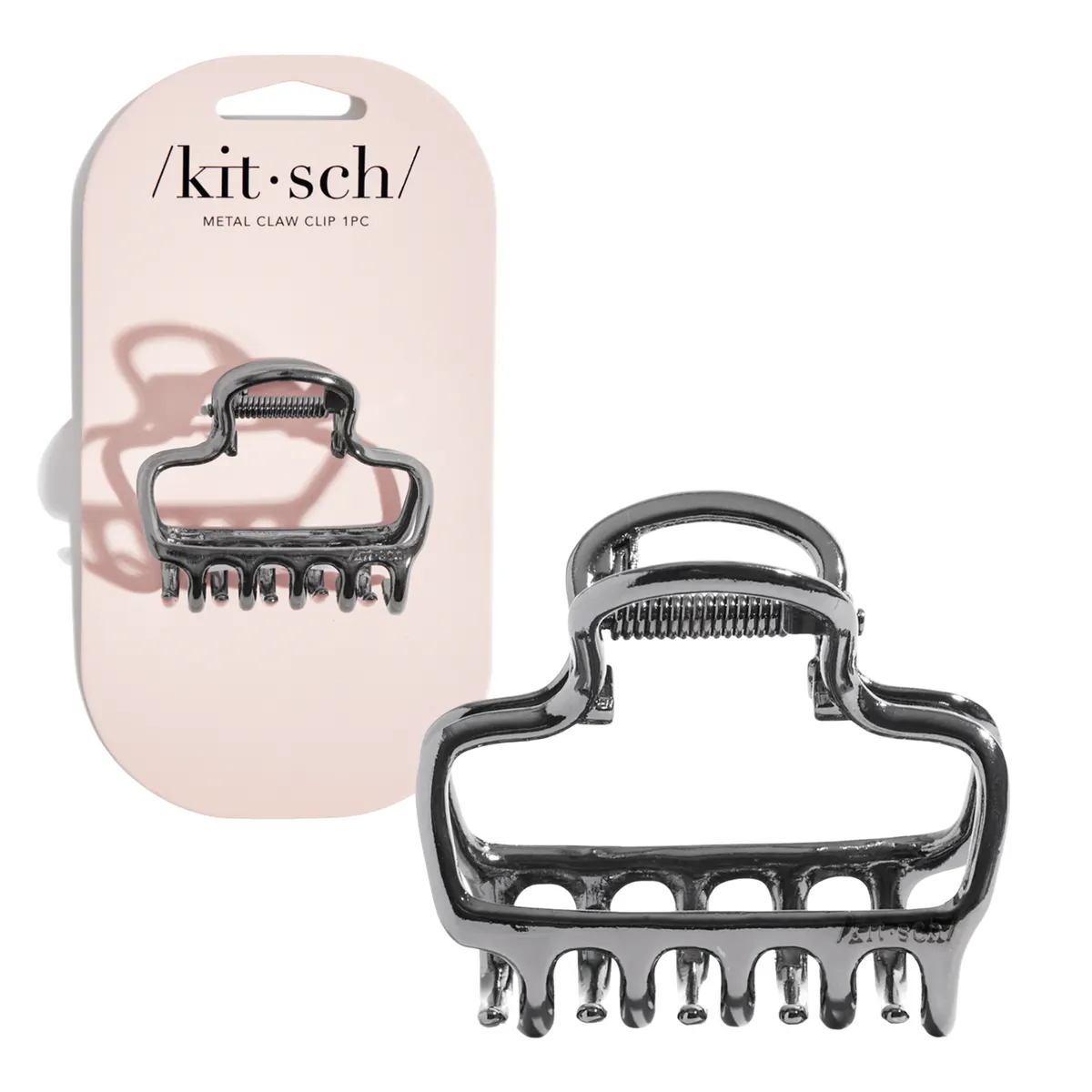 Kitsch Metal Medium Open Shape Puffy Claw Clip - Hematite