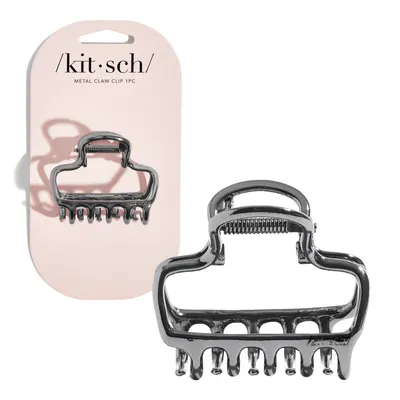 Kitsch Metal Medium Open Shape Puffy Claw Clip - Hematite