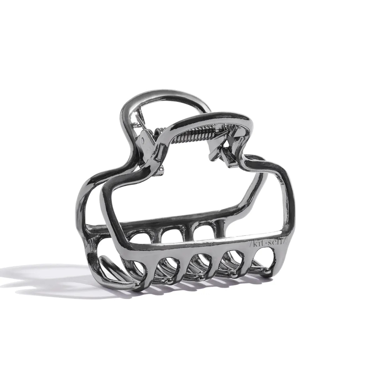 Kitsch Metal Medium Open Shape Puffy Claw Clip - Hematite, view 5
