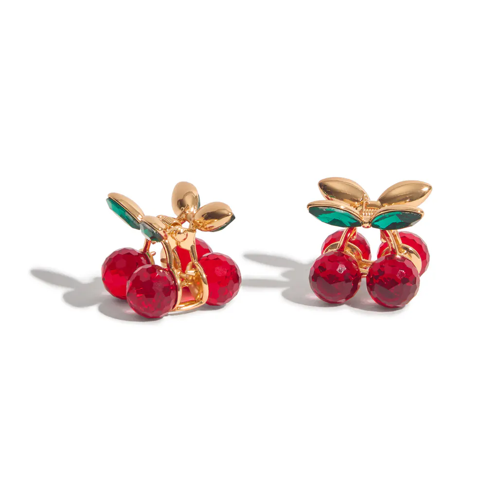 Kitsch Mini Rhinestone Claw Clips 2pc Set - Cherry, view 2
