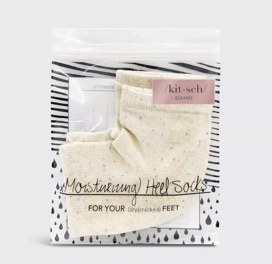 Kitsch Moisturizing Heel Socks- Rainbow Speckle, view 2