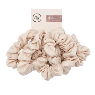 Kitsch Organic Cotton Knit Scrunchies 5pc - Cream