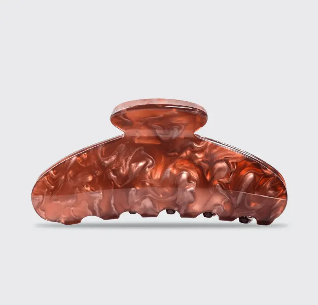 Kitsch Recycled Acrylic Marble Claw Clip - Brunette, view 3