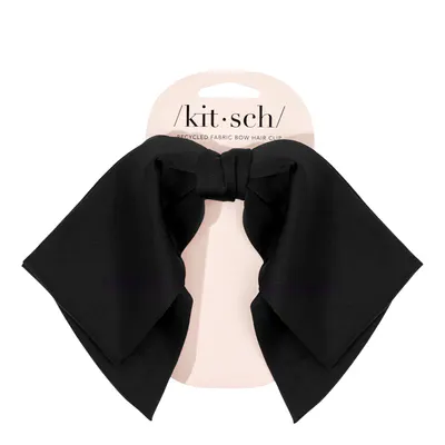 Kitsch Recycled Fabric Bow Hair Clip - Black