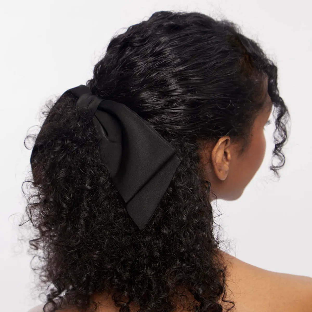Kitsch Recycled Fabric Bow Hair Clip - Black, view 3