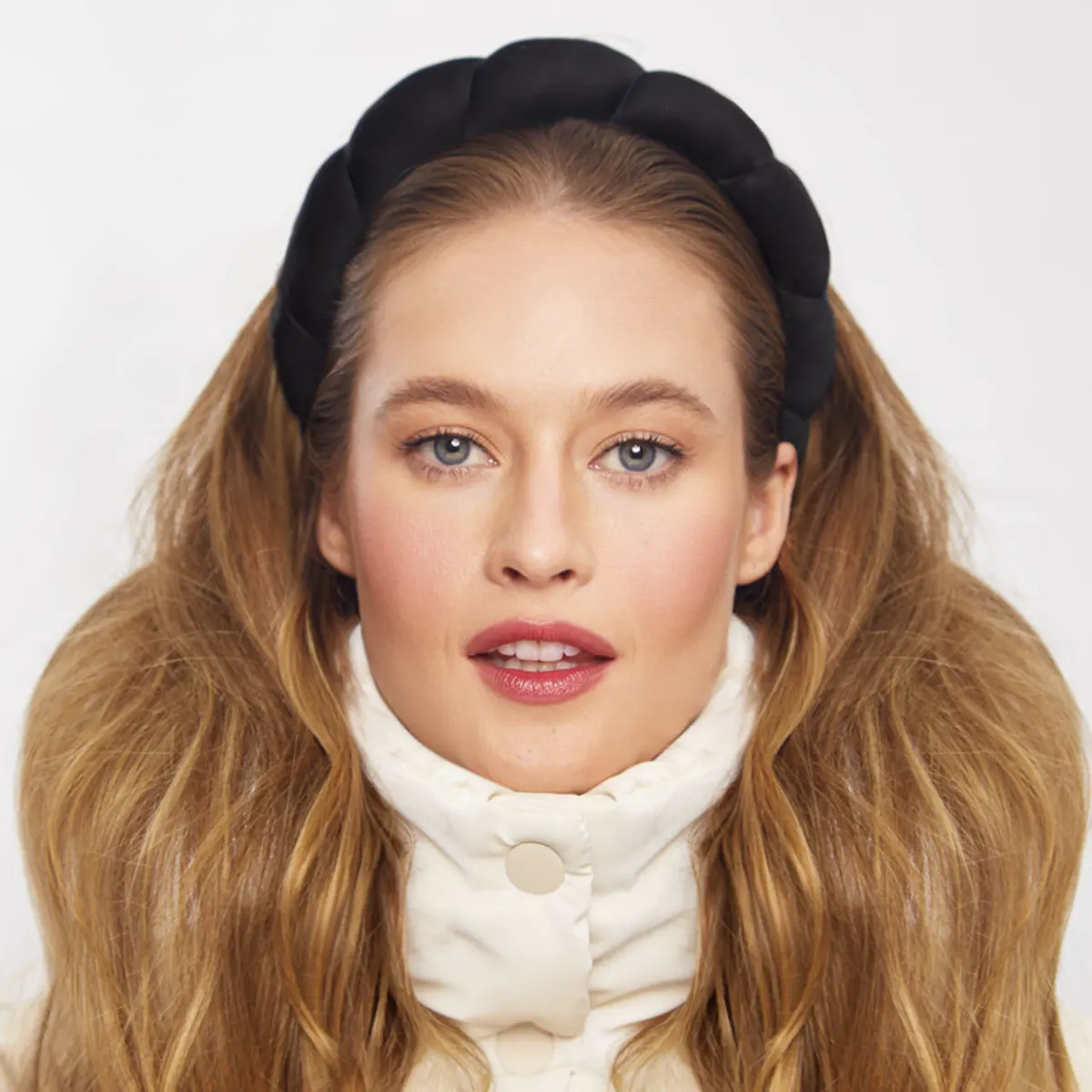 Kitsch Recycled Fabric Puffy Headband - Black, view 3