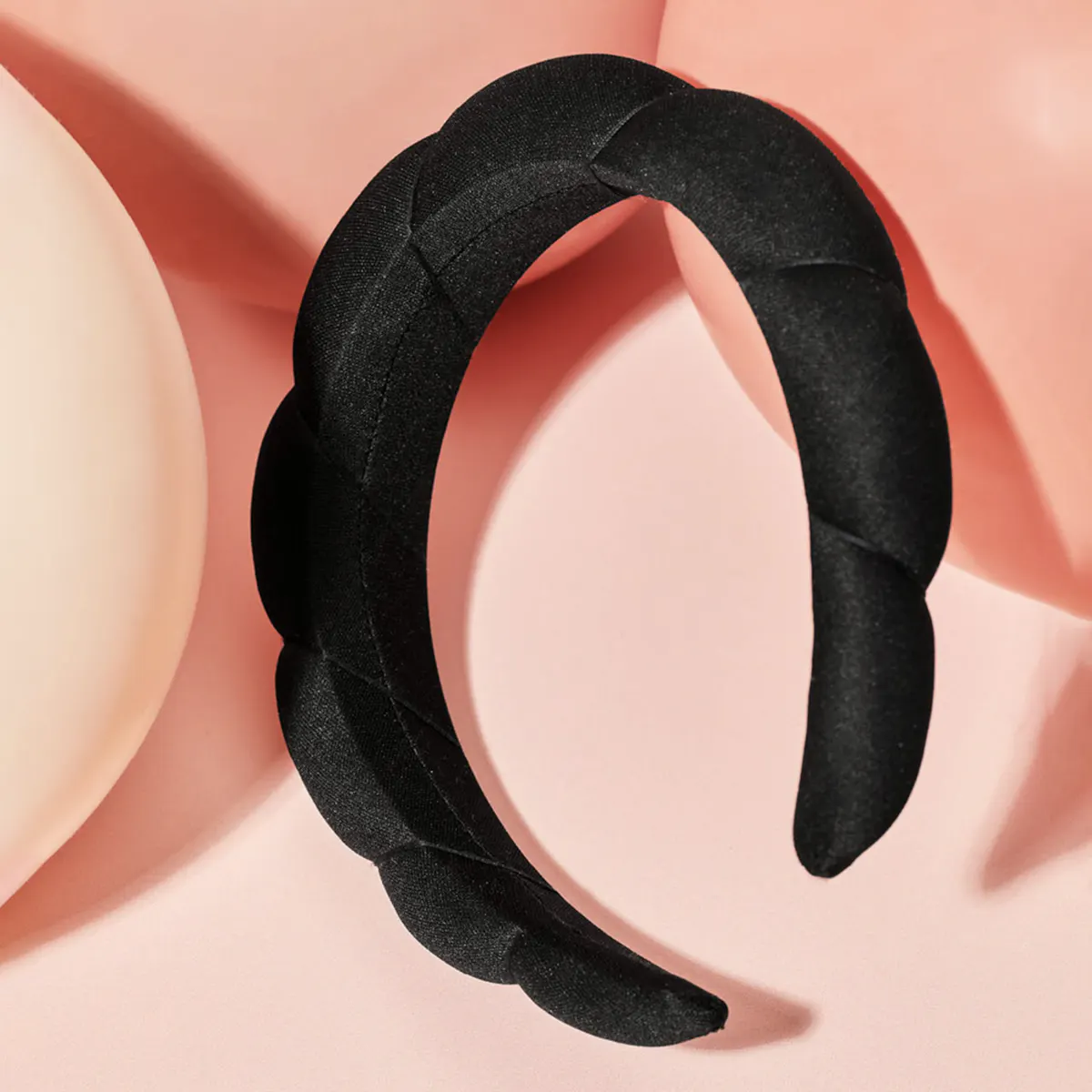 Kitsch Recycled Fabric Puffy Headband - Black, view 5