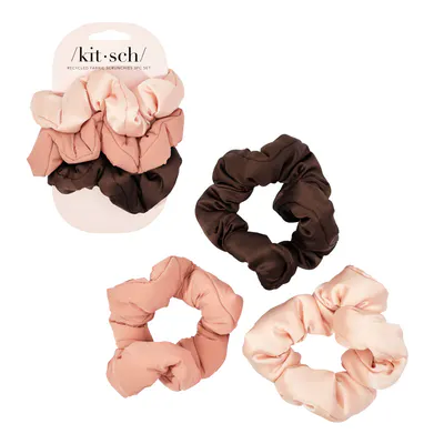 Kitsch Recycled Fabric Puffy Scunchies 3pc Set - Rosewood