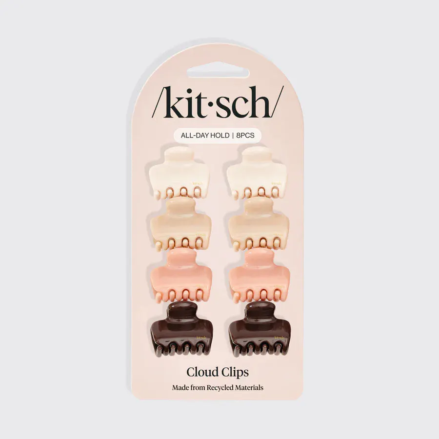 Kitsch Recycled Mini Puffy Claw Clips 8pc Set - Rosewood, view 3