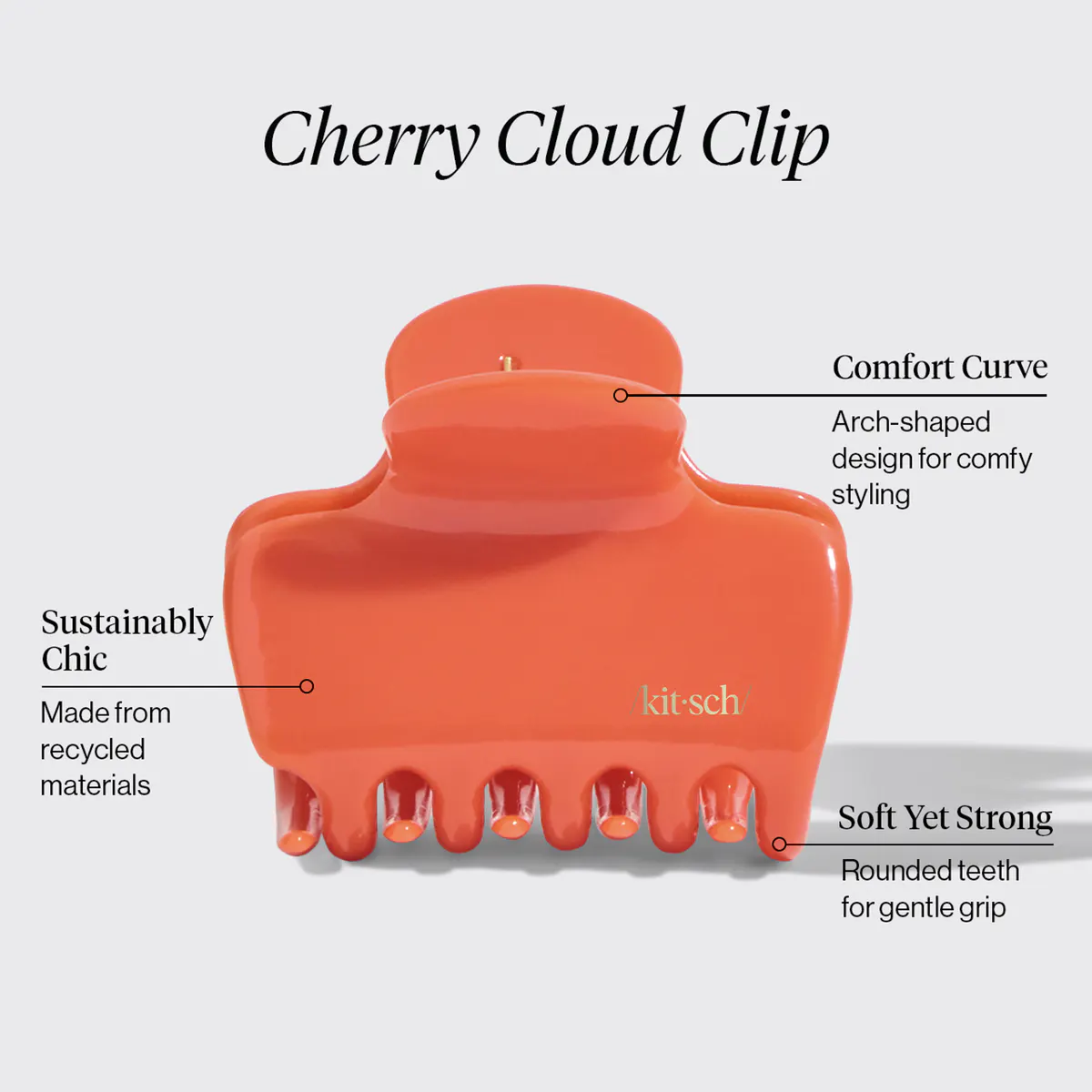Kitsch Recycled Plastic Medium Cloud Clip - Cherry, view 3