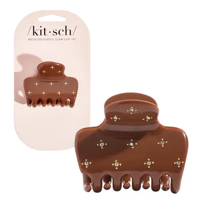 Kitsch Recycled Plastic Medium Rhinestone Puffy Claw Clip - Camel