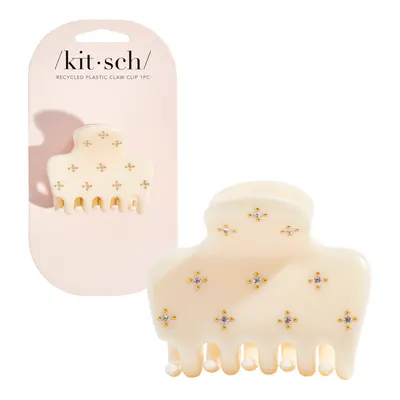 Kitsch Recycled Plastic Medium Rhinestone Puffy Claw Clip - Ivory