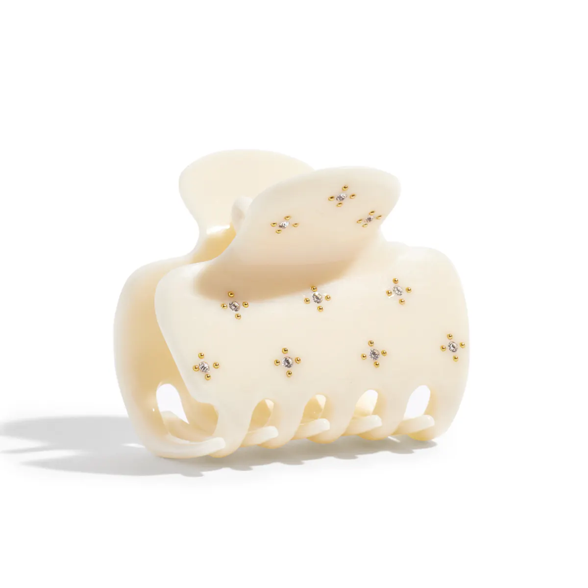 Kitsch Recycled Plastic Medium Rhinestone Puffy Claw Clip - Ivory, view 5