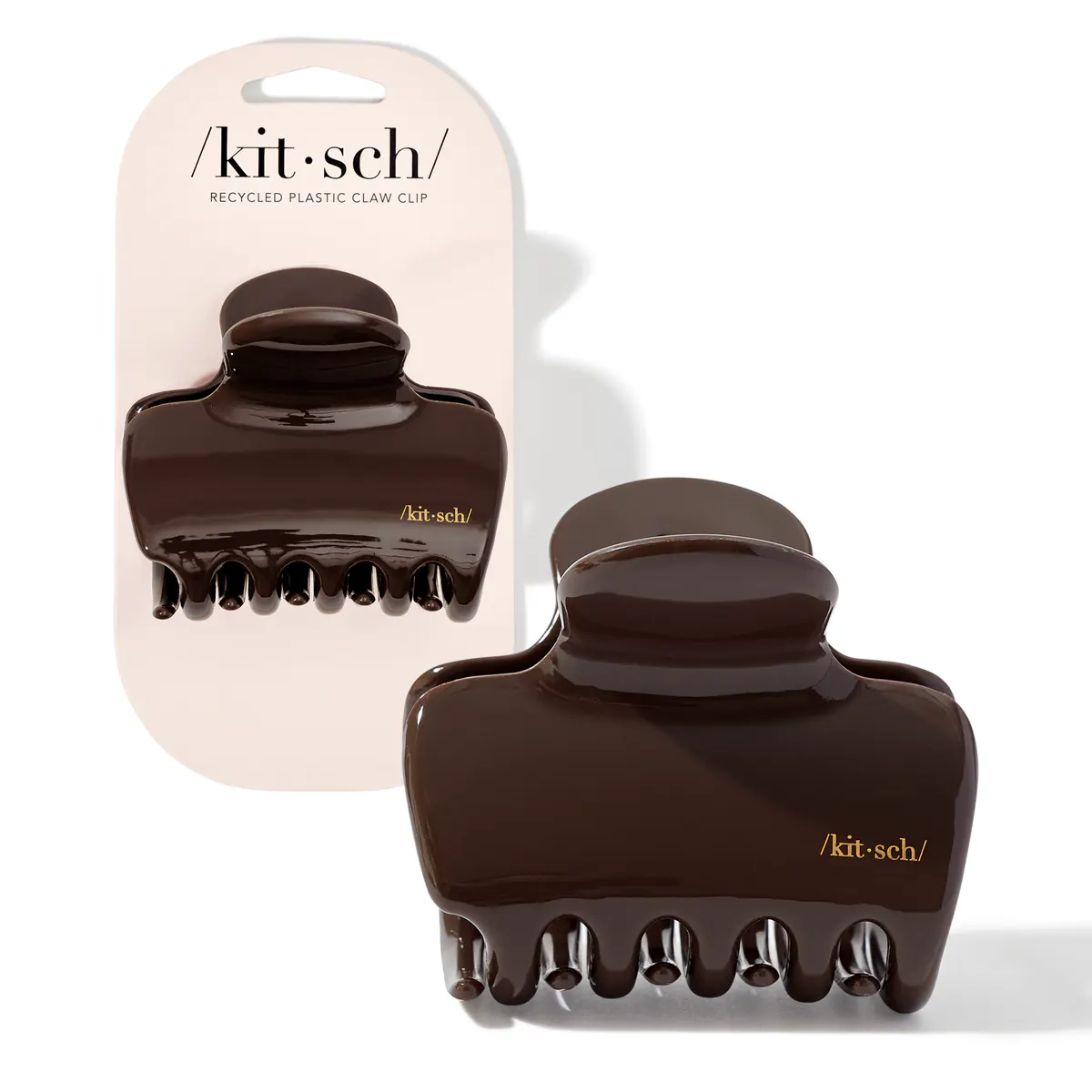Kitsch Recycled Plastic Puffy Claw Clip - Chocolate, view 4
