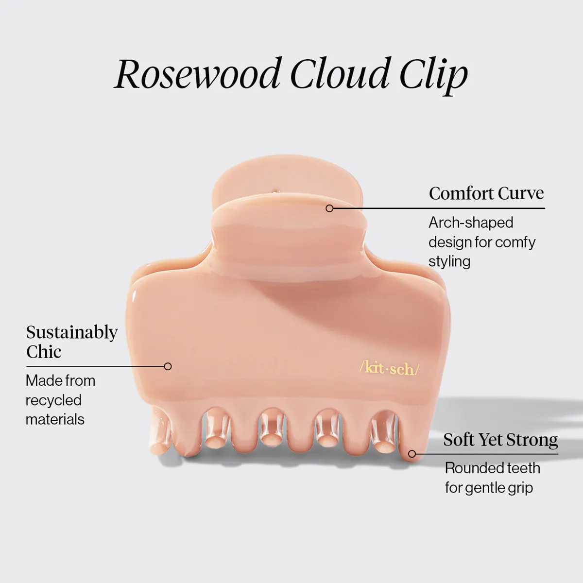 Kitsch Recycled Plastic Puffy Claw Clip - Rosewood, view 4