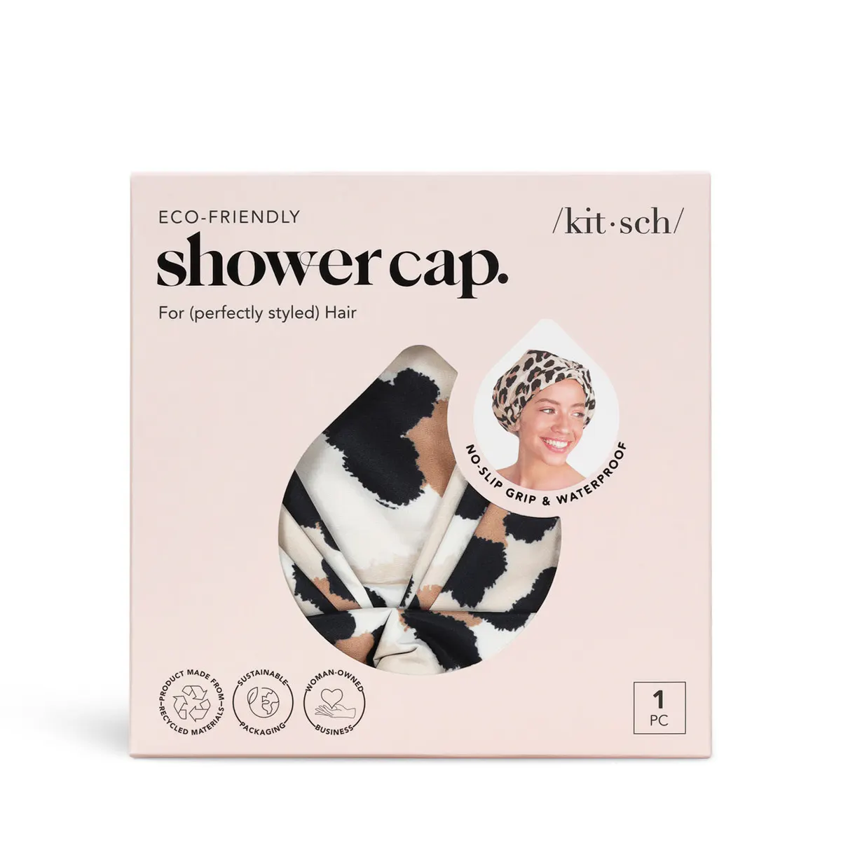 Kitsch Recycled Polyester Luxe Shower Cap, view 4