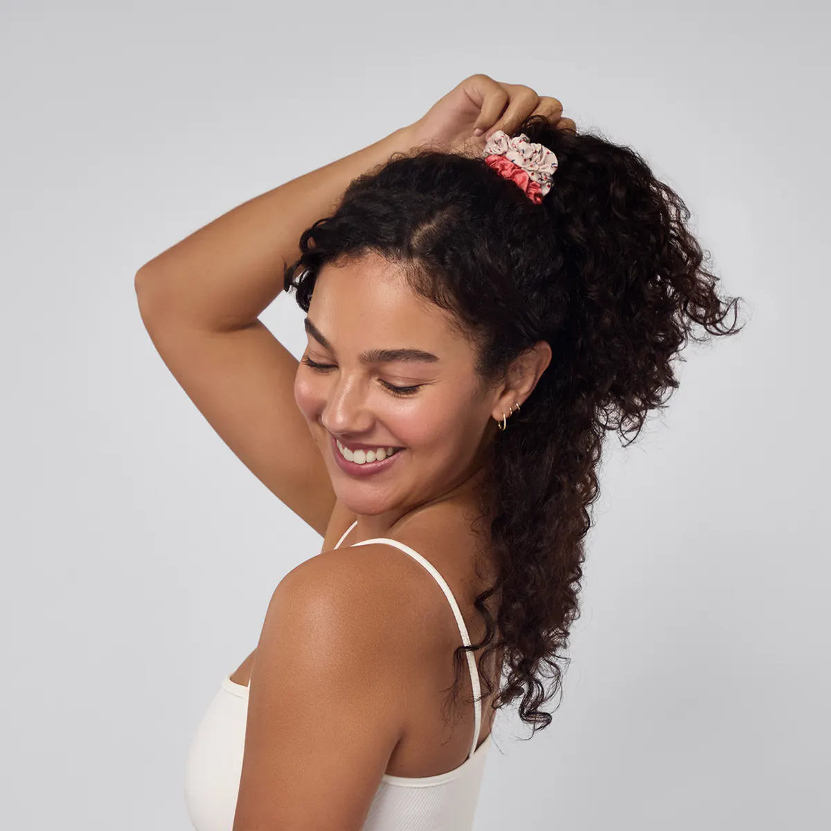 Kitsch Ruched Satin Scrunchies 5pc Set - Assorted Cherry Blossom, view 4