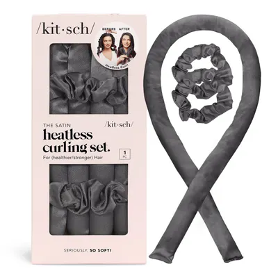 Kitsch Satin Heatless Curling Set 3pc - Charcoal