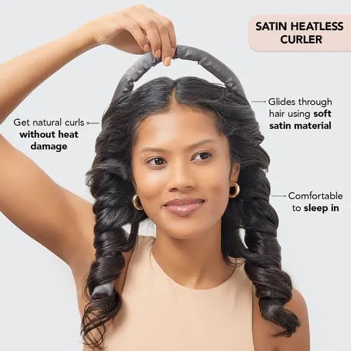 Kitsch Satin Heatless Curling Set 3pc - Charcoal, view 2