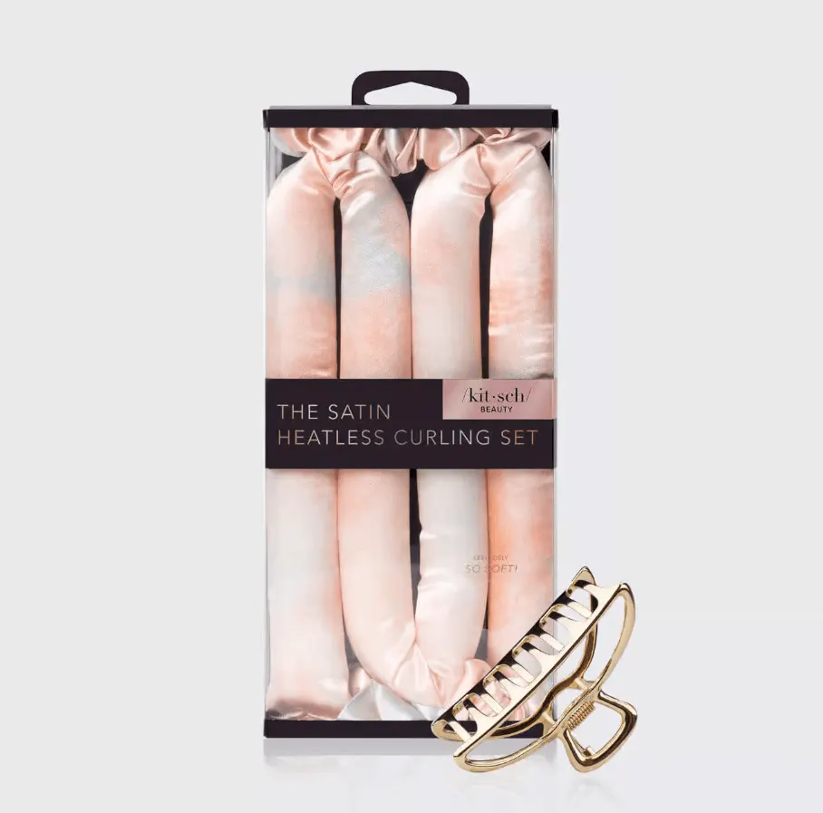 Kitsch Satin Heatless Curling Set- Sunset Tie Dye, view 2