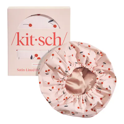 Kitsch Satin-lined Flexi Shower Cap - Cherry Print