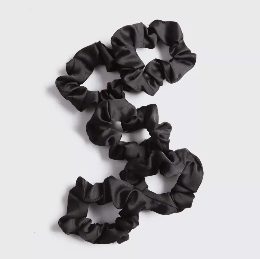 Kitsch Satin Sleep Scrunchies - Black, view 2