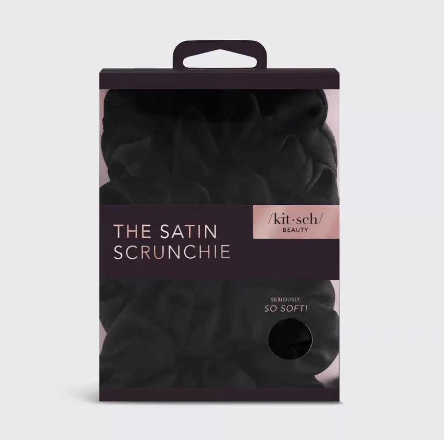 Kitsch Satin Sleep Scrunchies - Black, view 3