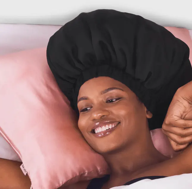 Kitsch Satin Sleep XL Adjustable Bonnet - Black, view 3