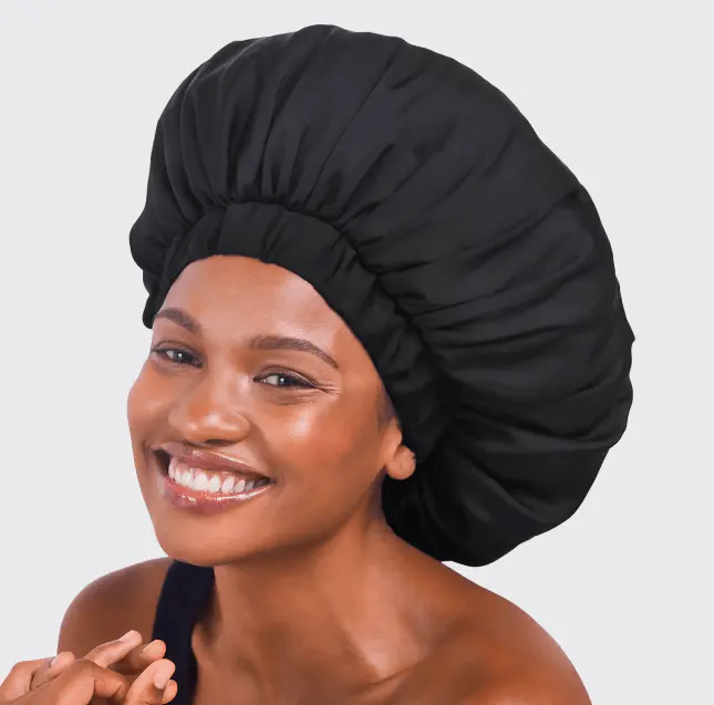 Kitsch Satin Sleep XL Adjustable Bonnet - Black, view 4