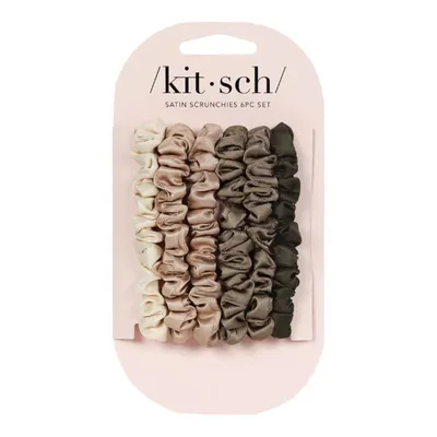 Kitsch Ultra-Petite Satin Scrunchie 6pc - Eucalyptus