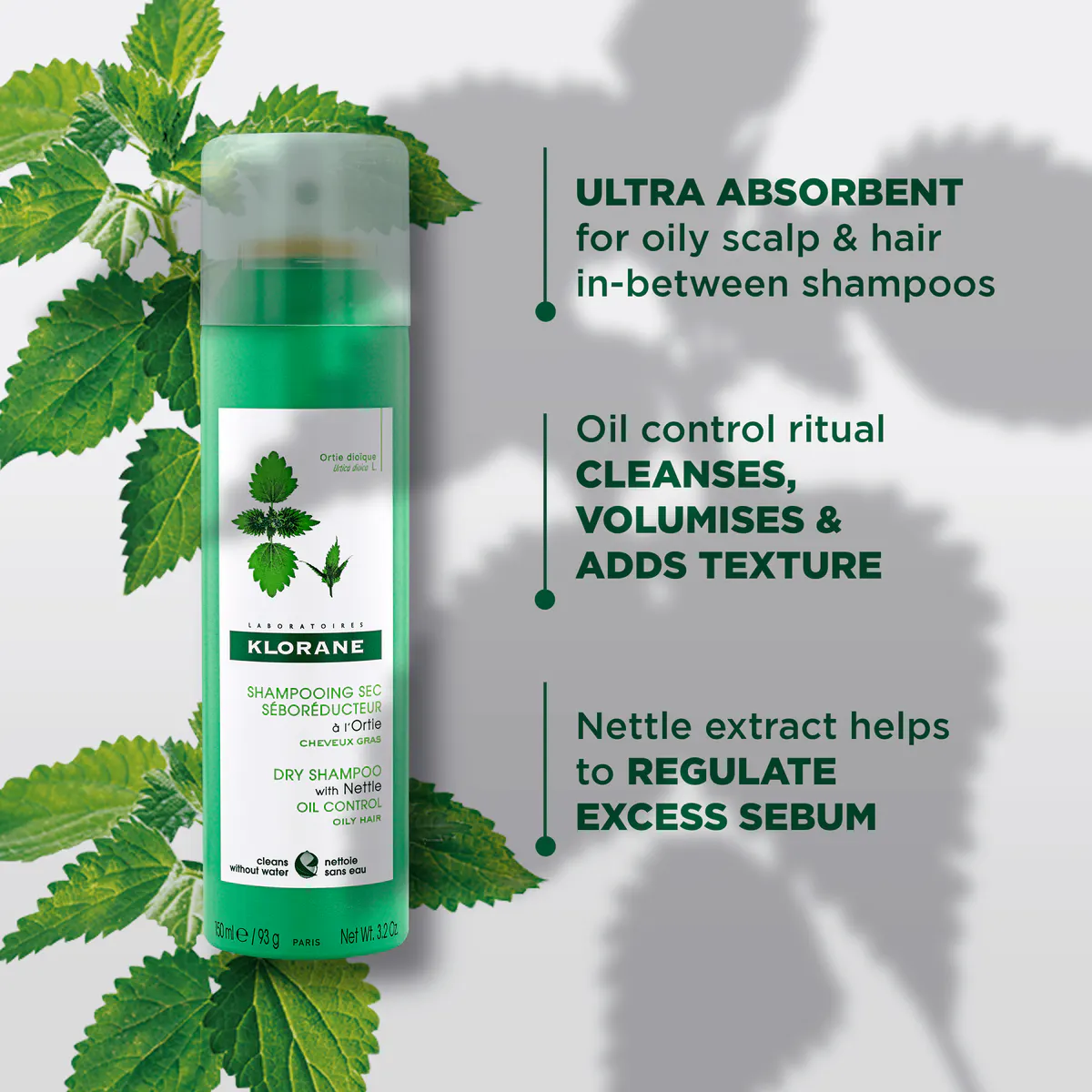 Klorane Dry Shampoo with Nettle 150ml, view 3