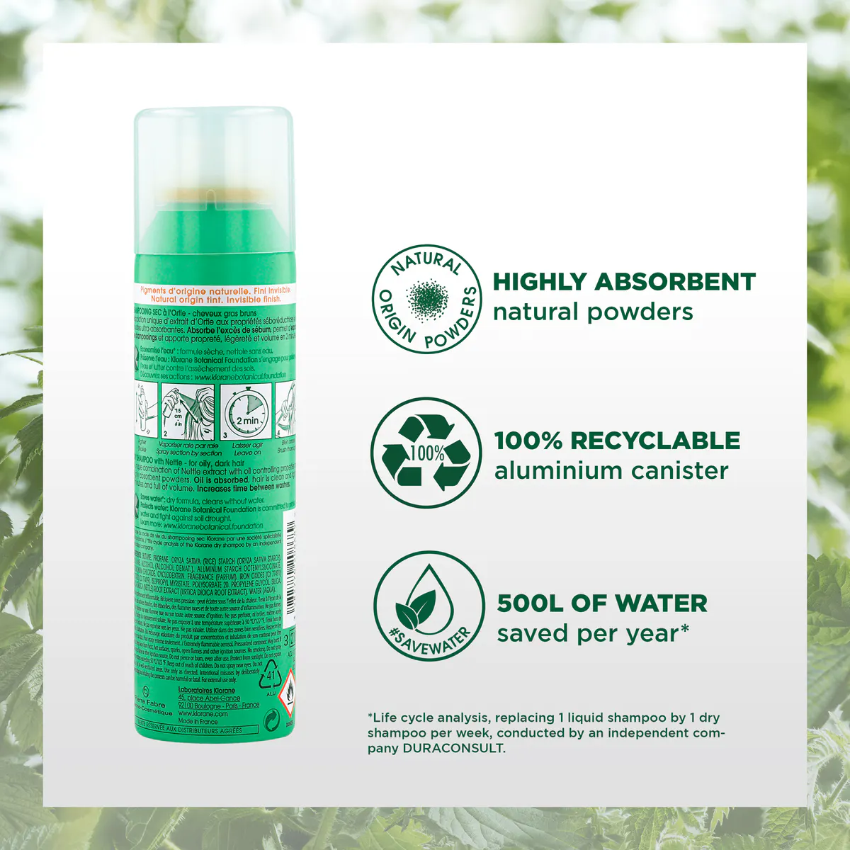 Klorane Tinted Dry Shampoo with Nettle 150ml, view 3