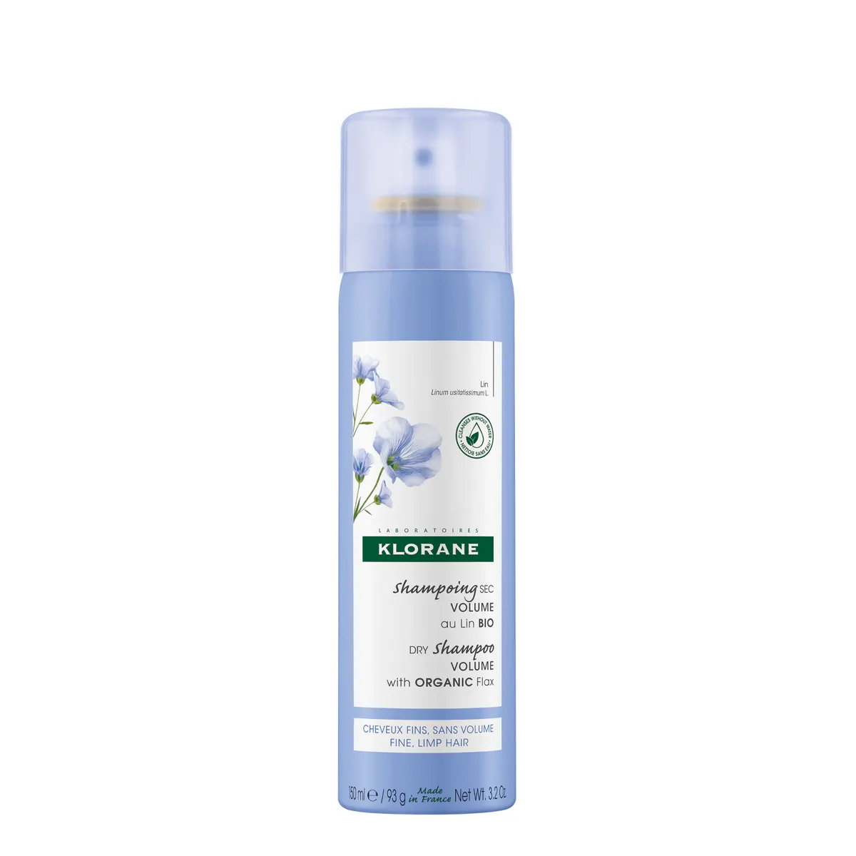 Klorane Dry Shampoo with Organic Flax 150ml - XL Volume - Fine and Flat Hair
