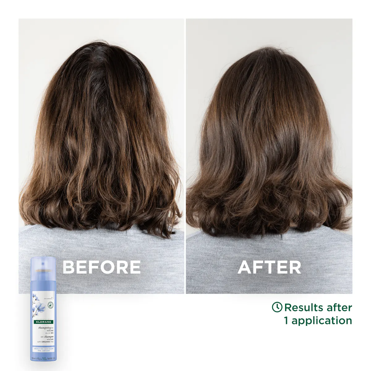Klorane Dry Shampoo with Organic Flax 150ml - XL Volume - Fine and Flat Hair, view 2