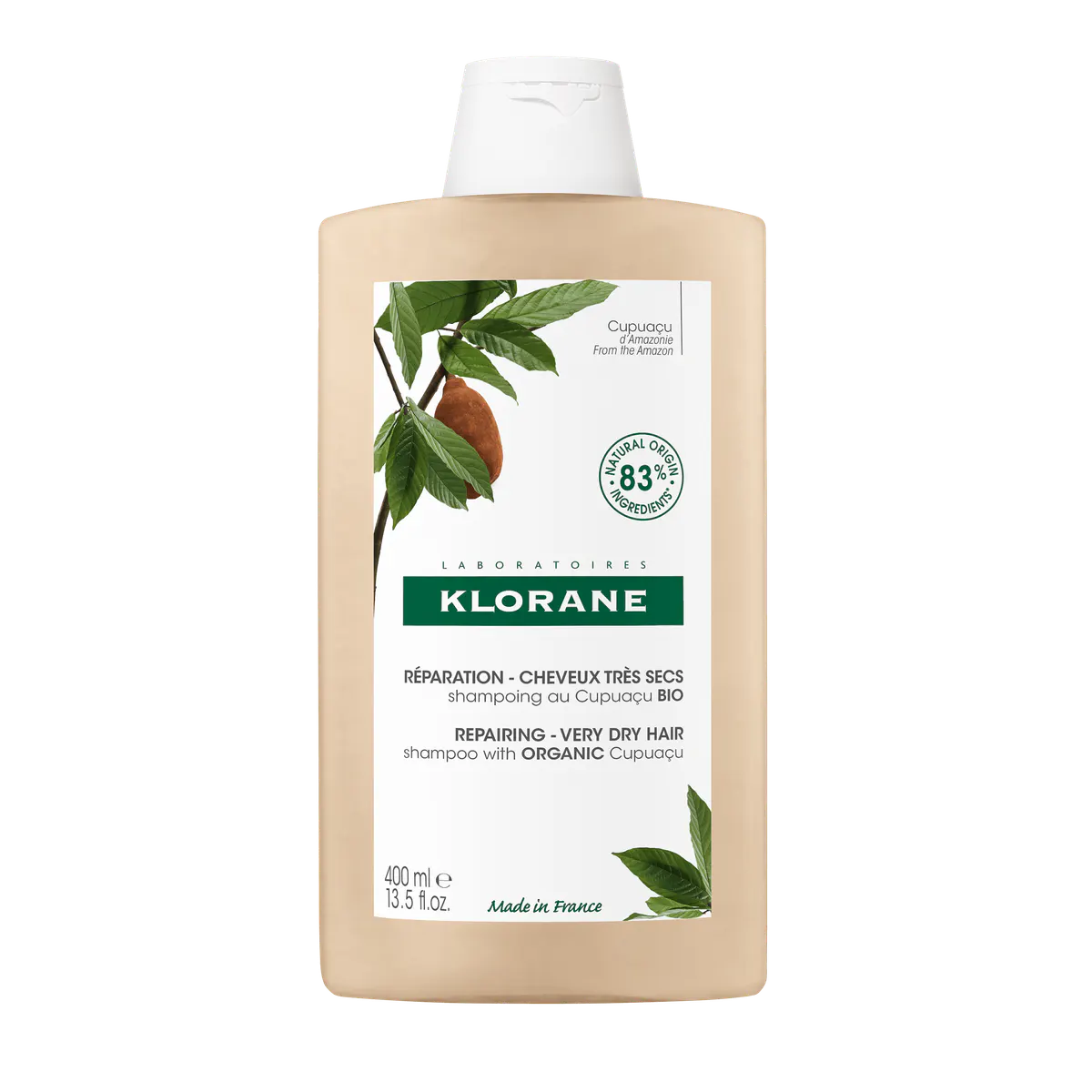 Klorane Repairing Shampoo with Organic Cupuacu 400ml - Very Dry, Damaged Hair