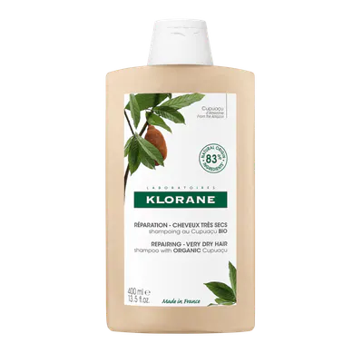 Klorane Repairing Shampoo with Organic Cupuacu 400ml - Very Dry, Damaged Hair