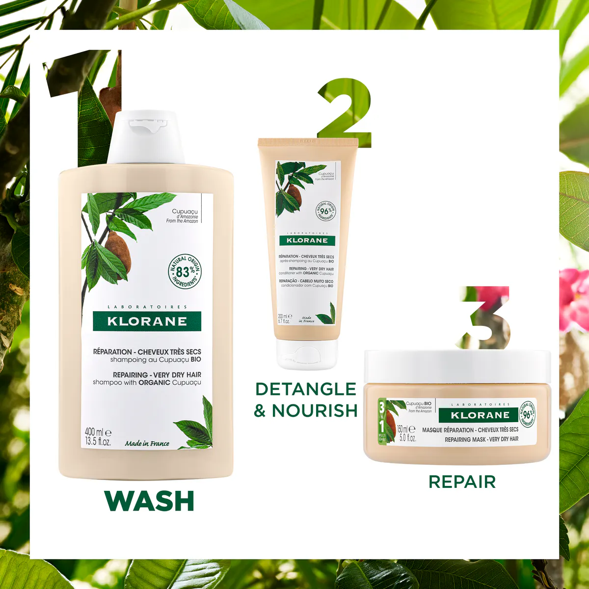 Klorane Repairing Shampoo with Organic Cupuacu 400ml - Very Dry, Damaged Hair, view 7