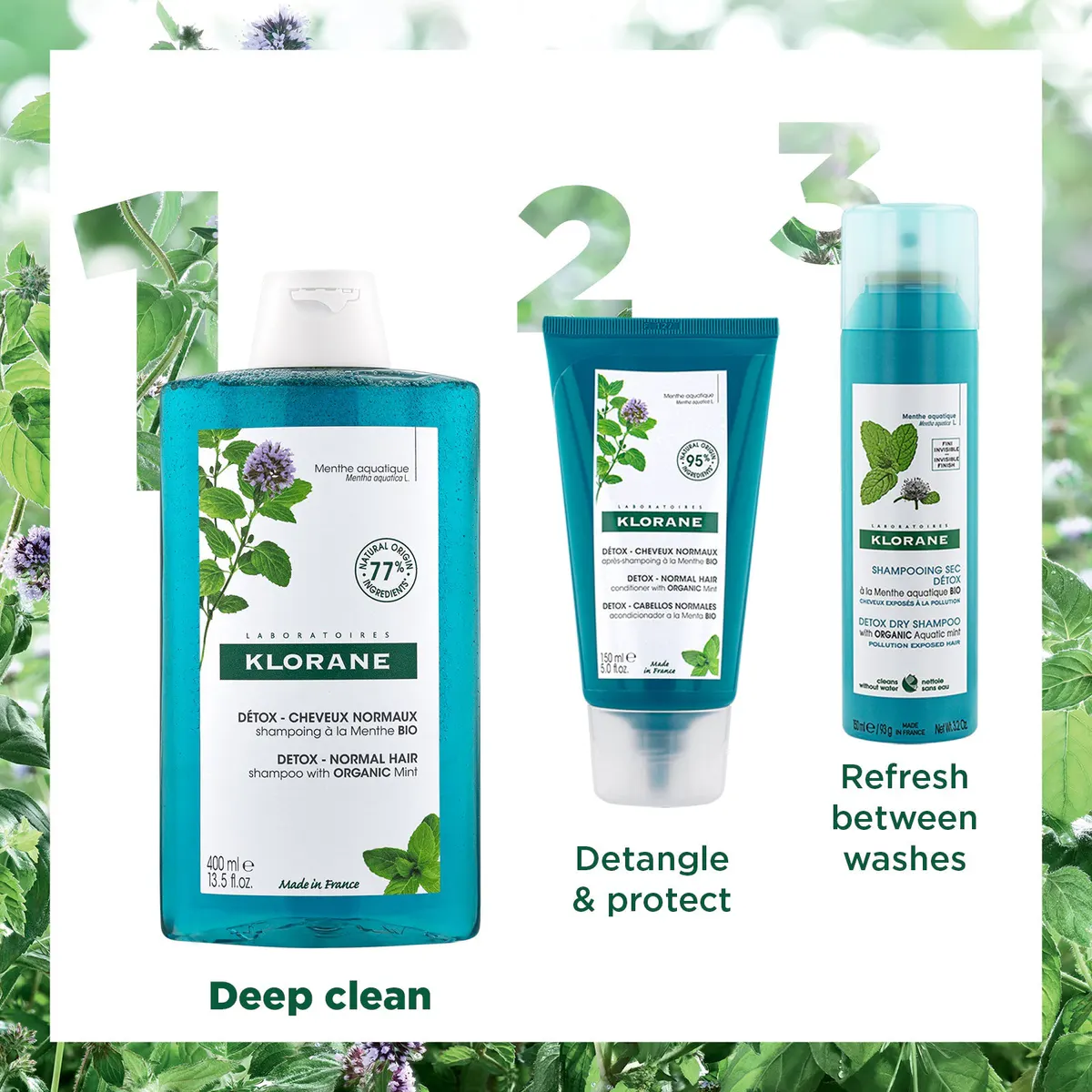 Klorane Detox Shampoo With Organic Mint 400ml - All Hair Types, view 5